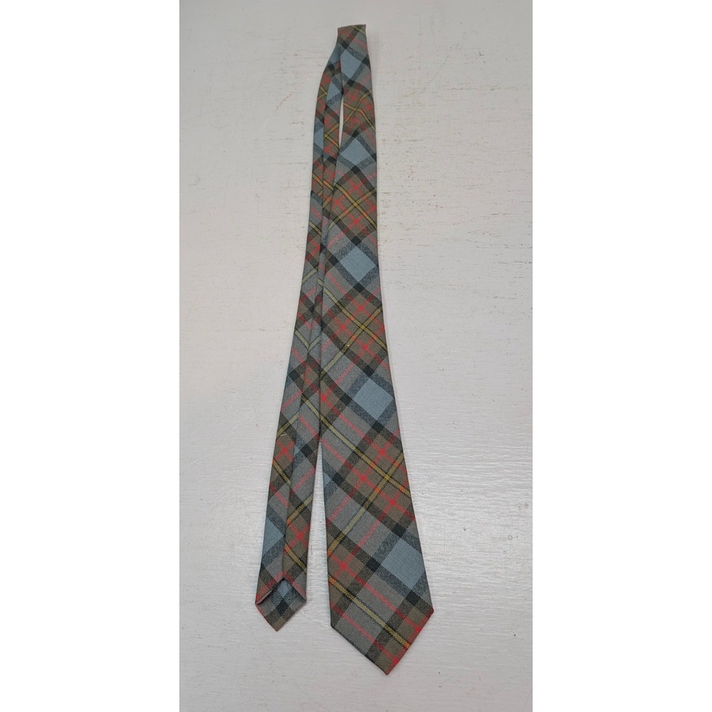 Maclaren Tartan Plaid Wool Tie Men's Scotland Heritage Grey Blue Red 3"x 52"